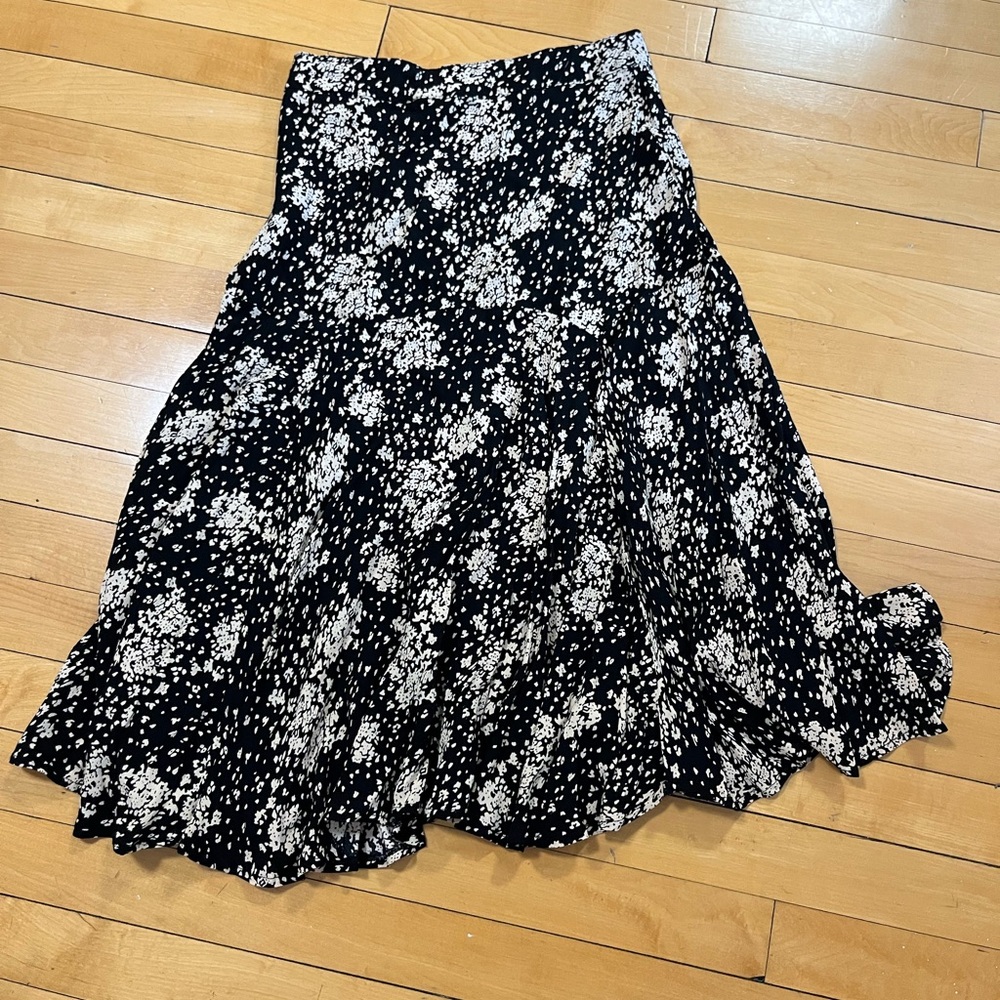 Dress Forum Black and White Midi A-Line Skirt